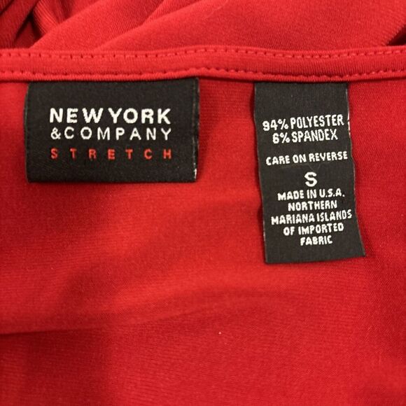 New York & Company women's stretch Blouse Size Small Red Long Sleeve Pullover - Picture 12 of 14